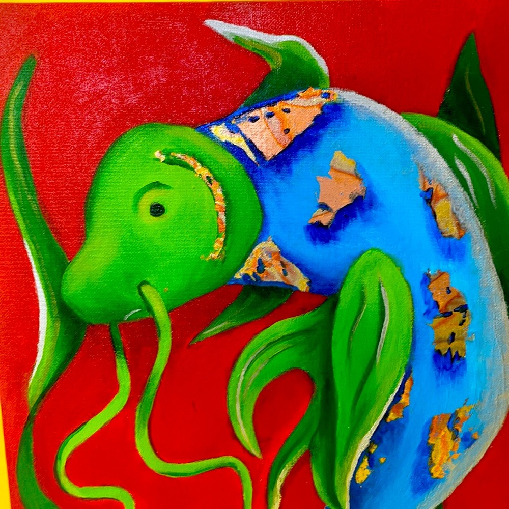 Original acrylic painting in wooden frame
